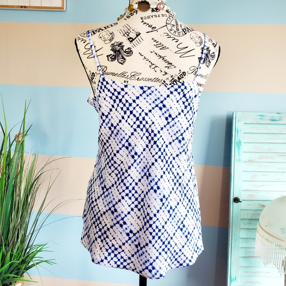 The Limited Blue and White Spaghetti Strap Tank Top - Picture 3 of 6